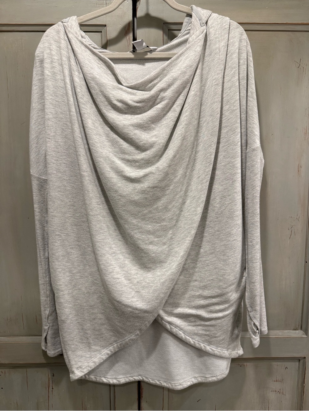 Athleta Light Gray Draped Cowl Neck Sweatshirt